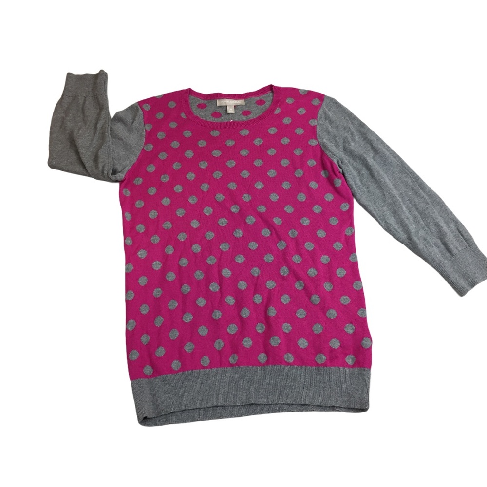 Banana Republic Gray Polkadot 3/4 Sleeve Sweater